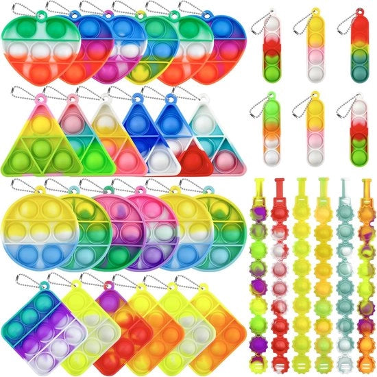 30 pezzi di appoggiatori pop - giocattoli per bambini fidget - 6 diverse forme - mini appoggiatori pop-it - regalo per compleanni di bambini