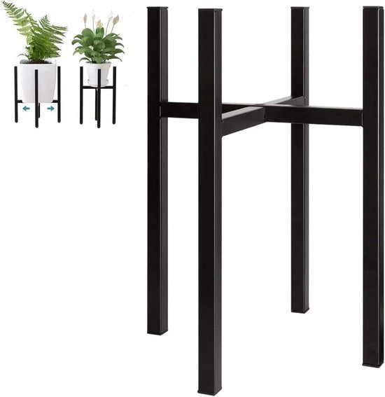 Supporto per Piante in Metallo Nero - Larghezza Adattabile 25-40 cm - 38 cm - Grande Supporto per Vasi di Fiori per Interno e Esterno - Balcone Giardino