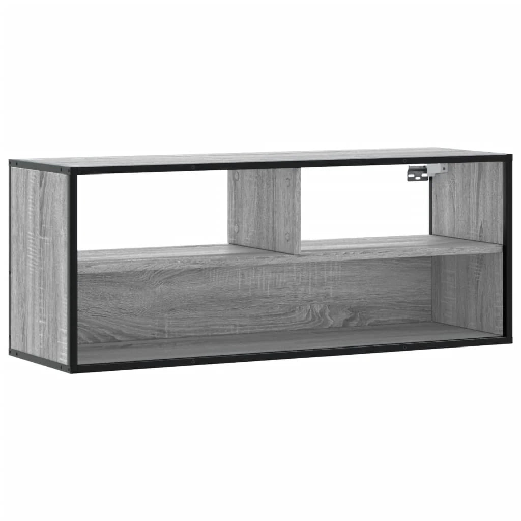 Mobile TV multimediale mensola TV credenza TV sala da pranzo soggiorno camera da letto Sonoma 100 x 31 x 39,5 cm legno ingegnerizzato e metallo grigio 02_0028319
