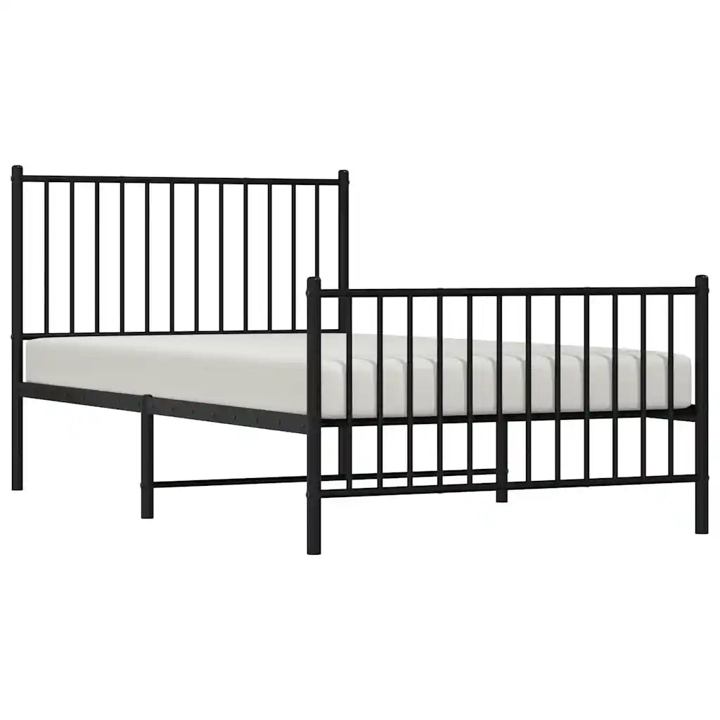 Giroletto con Testiera e Pediera Metallo Nero 100x190 cm 350876