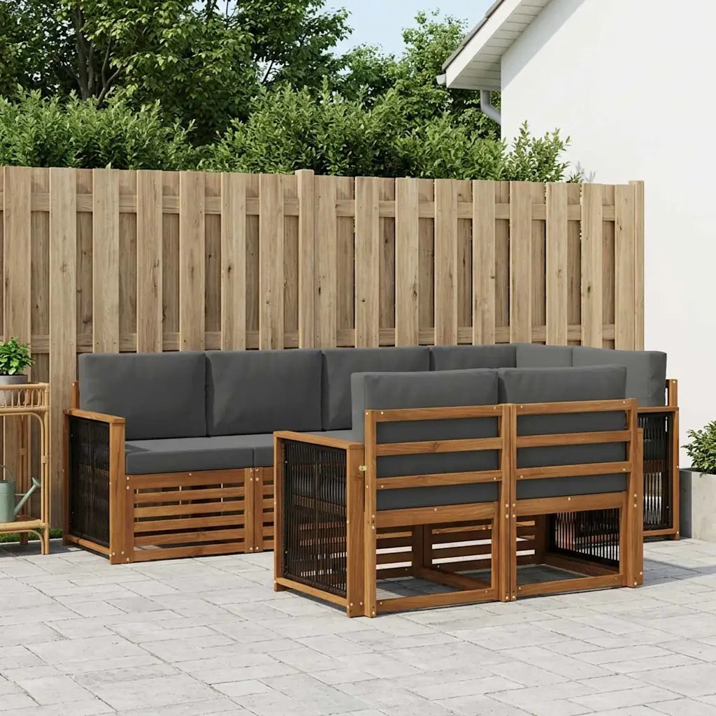 Set divano sezionale con cuscino 6 pcs Naturale e Antracite