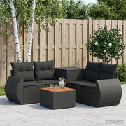 Set di divani 6 pz Nero Rattan sintetico e Acciaio 3447502