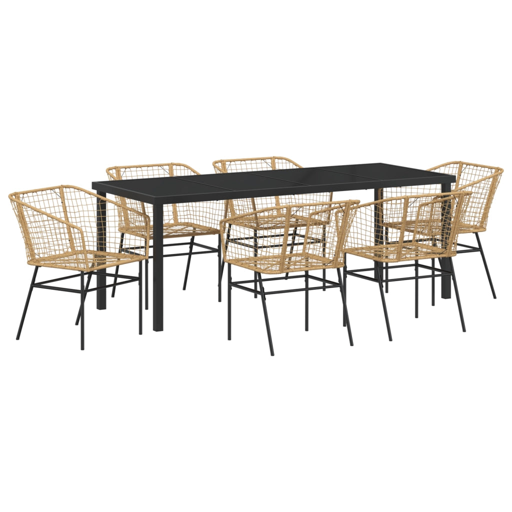 Set di Mobili da Pranzo da Giardino 7 Pezzi Marrone Polyrattan