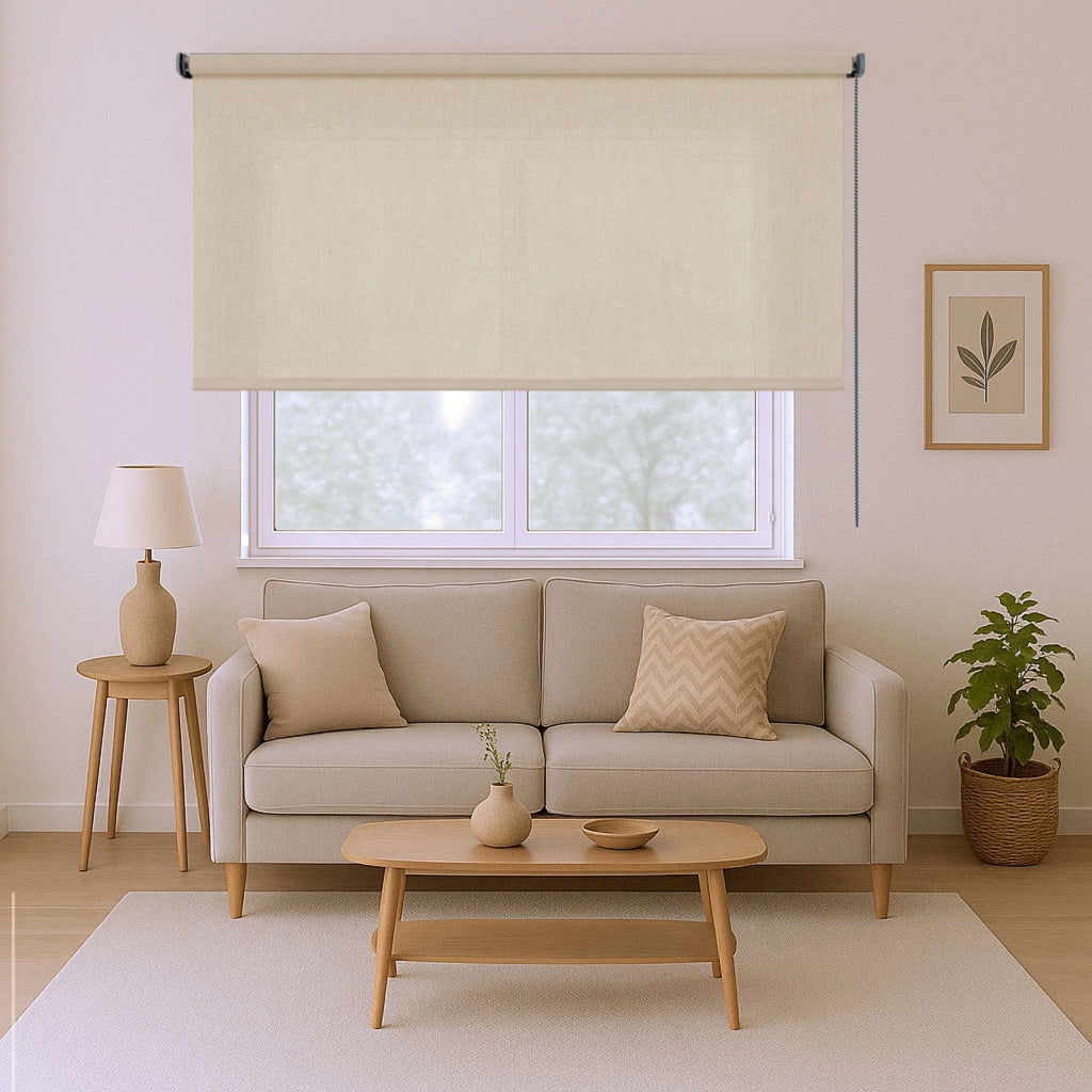 Tenda a Rullo Filtrante, Tenda Avvolgibile Traslucida Liscia Per Finestre e Porte Beige 60x180 cm
