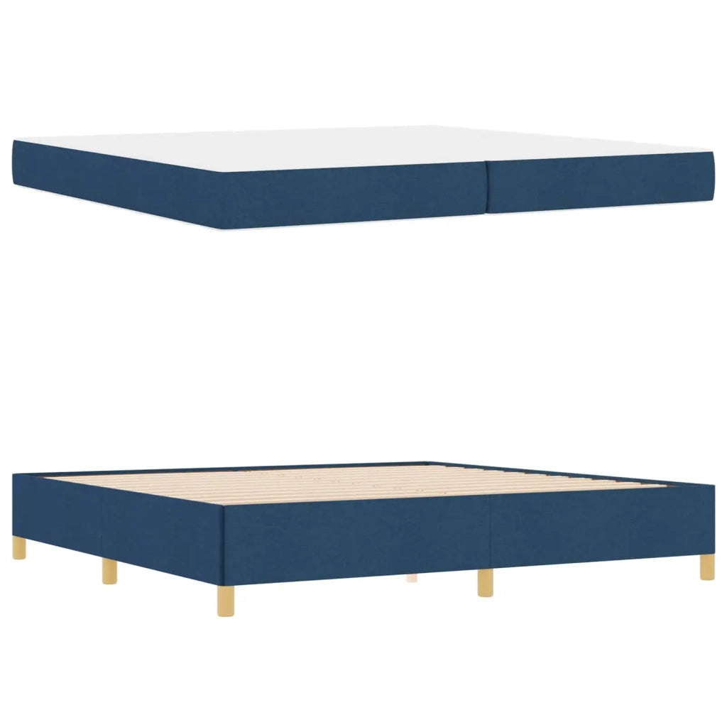 Struttura del letto con materasso Blu 200 x 200 cm Tessuto