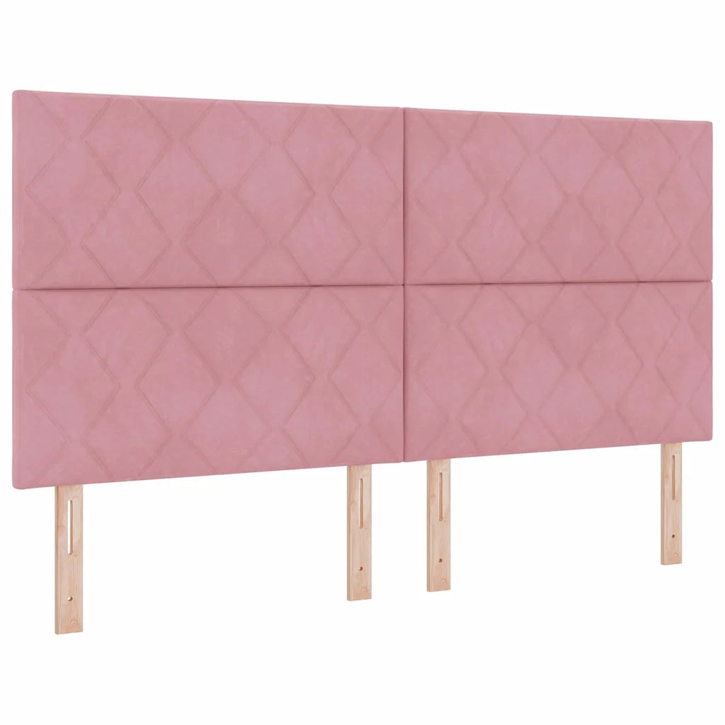 Letto a Sorgente LED con materasso Rosa 180 x 200 cm Tessuto