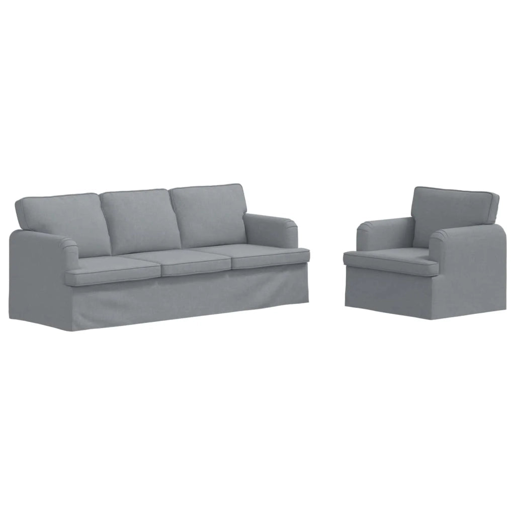 Set di divani 2 pcs Grigio chiaro 201 x 80 x 85 cm Tessuto