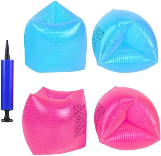 Bracciali da nuoto gonfiabili per bambini e adulti - ali da nuoto galleggianti (blu e rosa)