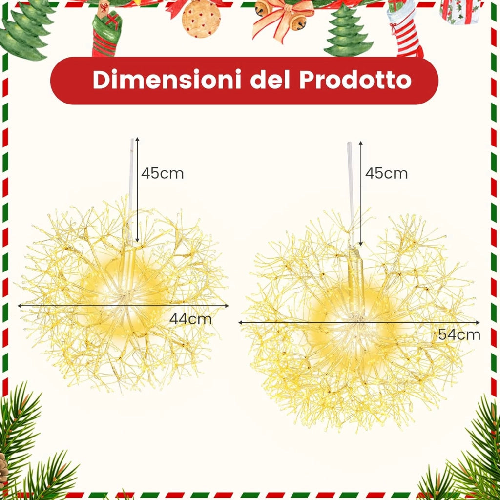 2 Luci a Sfera a LED di Natale, Luce a Sfera Sospese per Esterni con Luci Calde, per Casa, Giardino, Feste