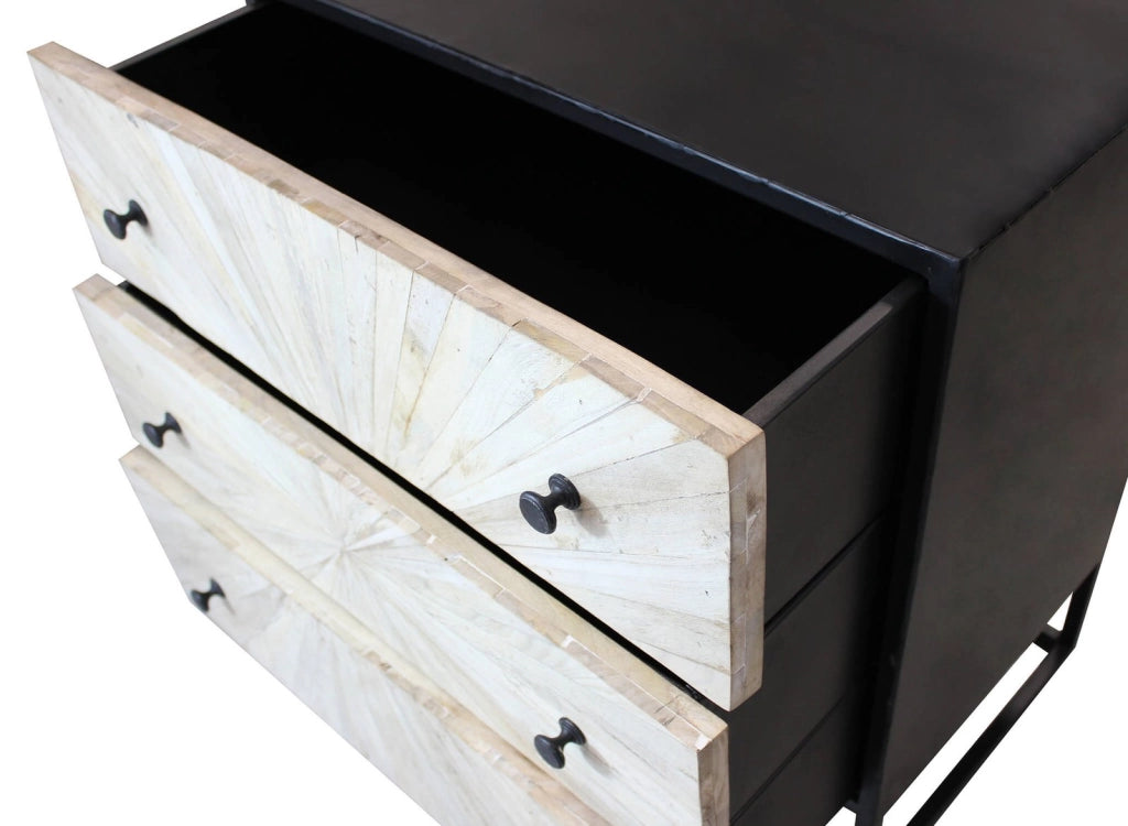 Cassettiera 3 cassetti in Legno Metallo cm 75x45x81 - RAPHAEL
