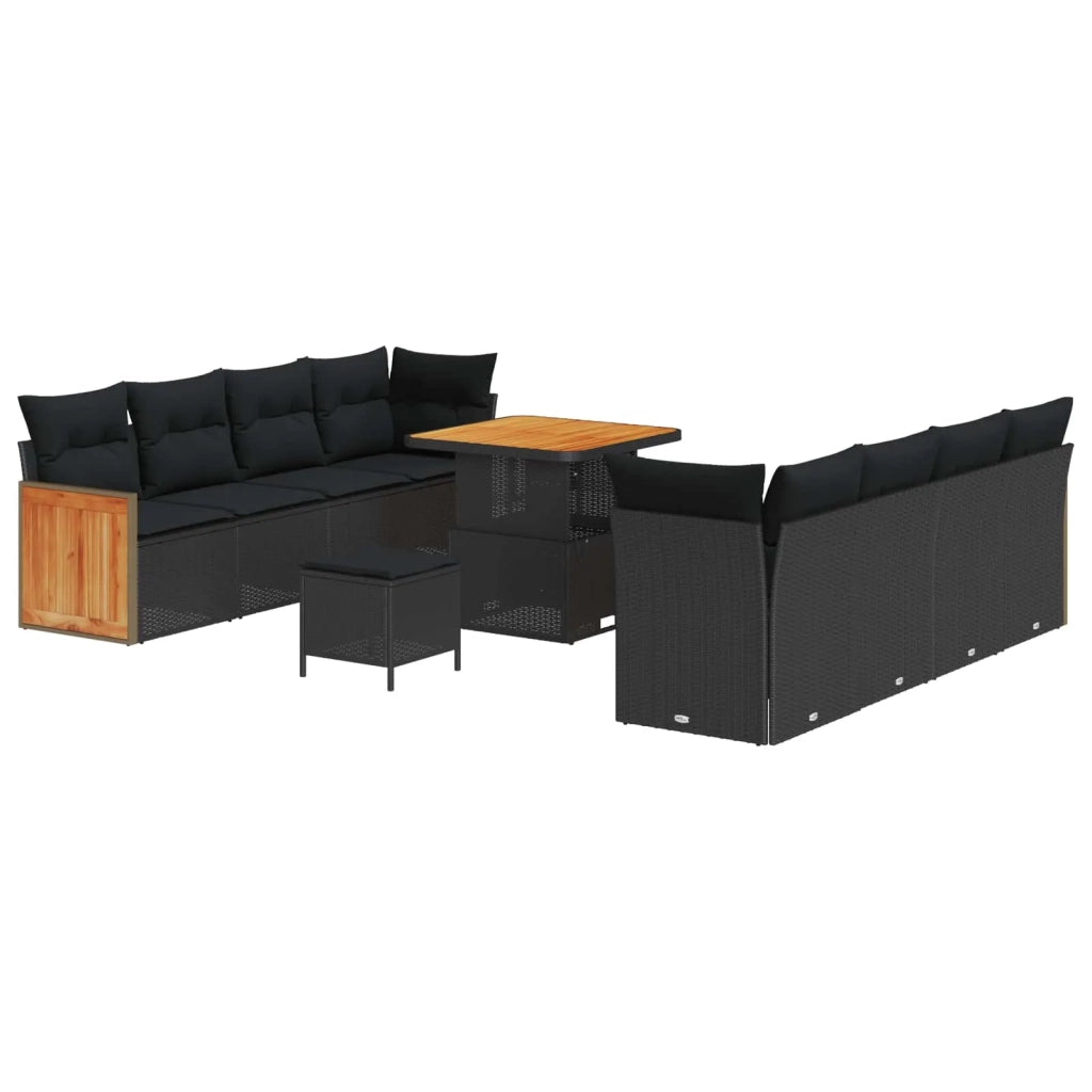 Set Divano da Giardino con cuscino 11 pcs Nero 3363274