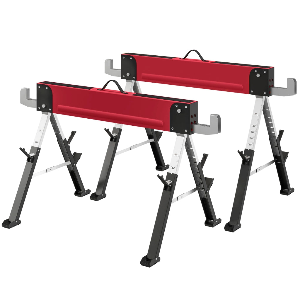 Cavalletto da lavoro pieghevole ¨C Zephmum ¨C 7 regolazioni altezza 64-81 cm metallo rosso