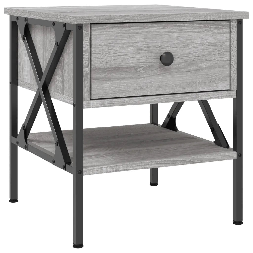 Set di 2 Comodini | Armadio da Notte | Mobiletto da notte Grigio Sonoma 40x42x45 cm in Legno Multistrato