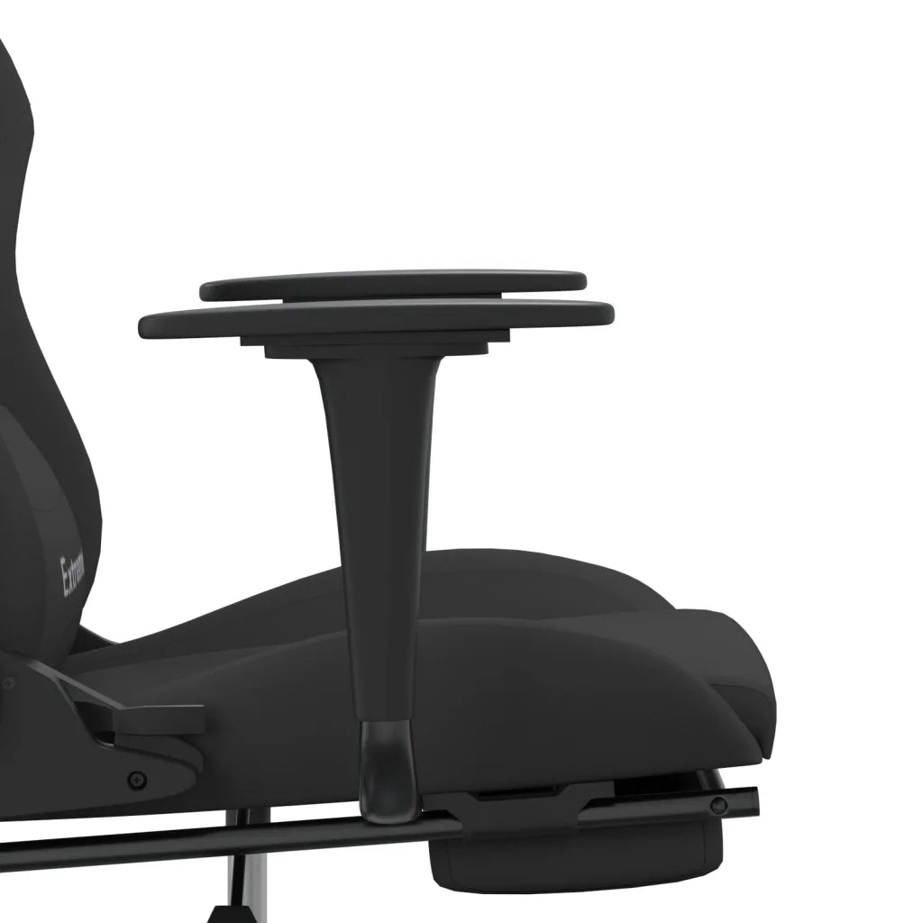 Sedia da Gaming | Sedia da e-sports Massaggio e Poggiapiedi Nero in Tessuto