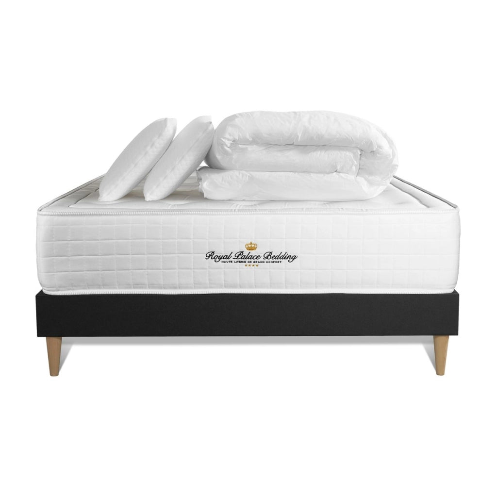 Pacchetto letto completo - Materasso 180x200cm + Box spring con doghe (kit) + 2 cuscini + Piumino - Buckingham