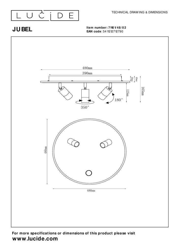 Plafoniera LED Lucide Jubel oro/nero 48cm 33W dimmerabile