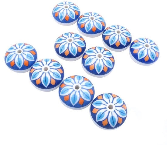 Pomelli decorativi in ceramica a mano 10 pezzi - design fiori - facilmente installabili