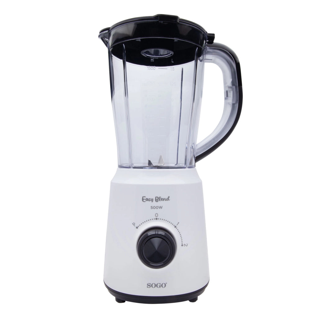 Frullatore elettrico da tavolo 500W, caraffa vetro 1,5L senza BPA, lame acciaio inox removibili con funzione pulse - SOGO