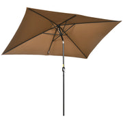Ombrellone da Giardino 200x300 cm Rettangolare con Manovella e Angolazione Regolabile in Poliestere Caffè