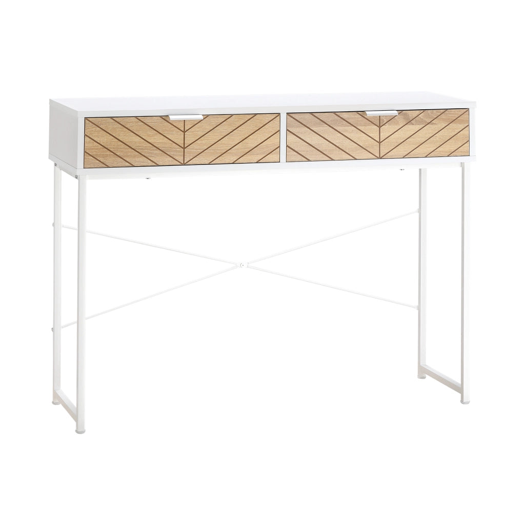 Consolle per Ingresso con 2 Cassetti in Metallo ¨C zephmum ¨C Bianco 100x30x75