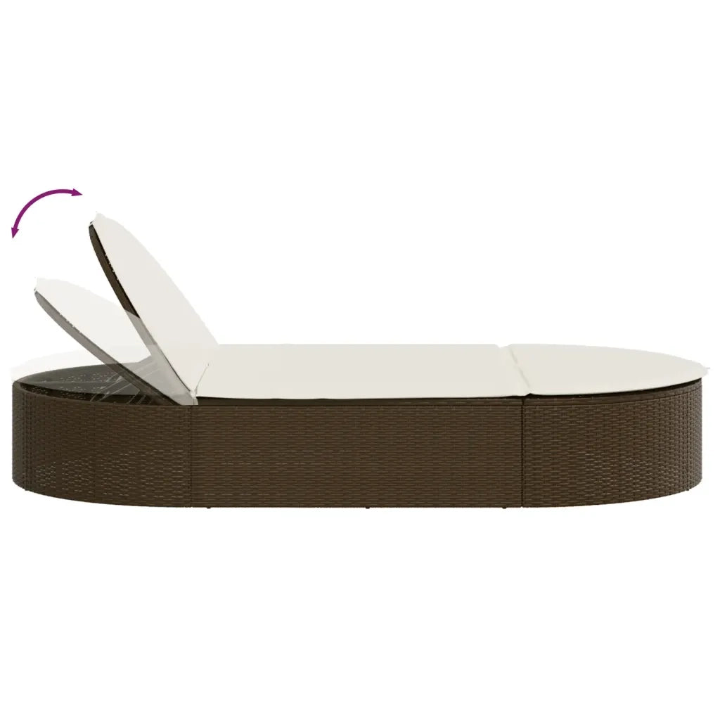 Lettino Prendisole | Sdraio da giardino | Lettino da sole con Cuscini Marrone in Polyrattan