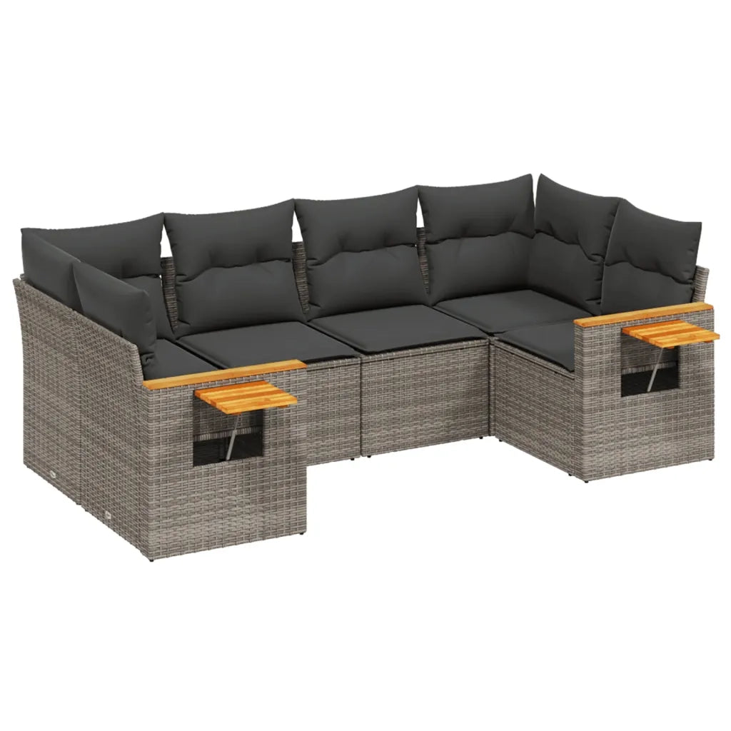 Set Divano da Giardino 6 pz con Cuscini Grigio in Polyrattan 3227103