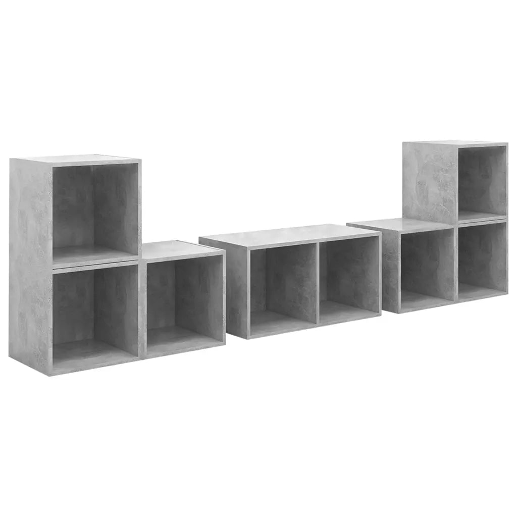 Set Mobili TV 6 pz Grigio Cemento in Truciolato