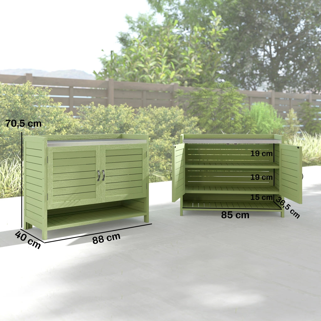 Tavolo da giardino con mobile ¨C zephmum ¨C Verde 88x40x70,5 cm