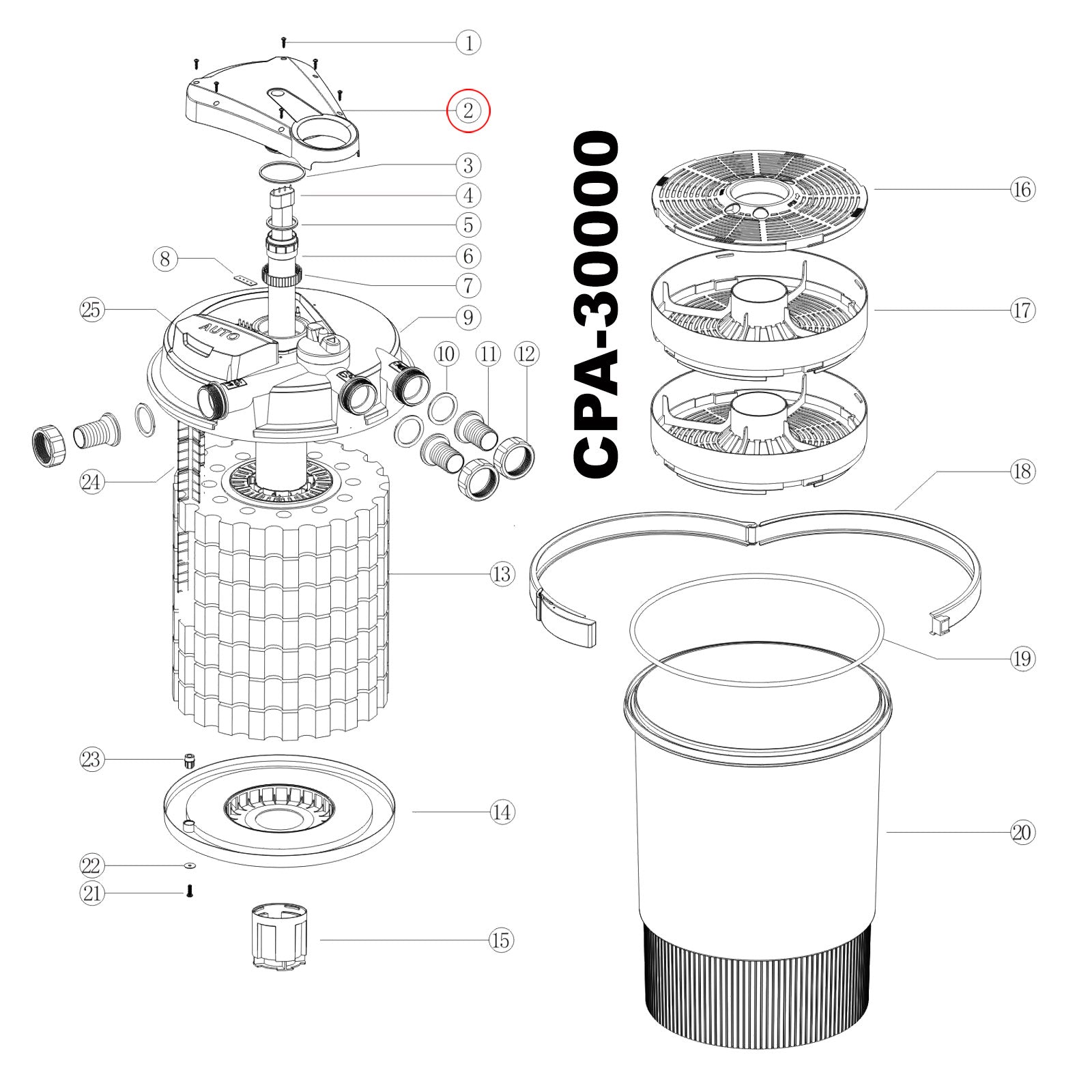 Pezzo di ricambio per filtro a pressione CPA-30000 Unità UVC di collegamento
