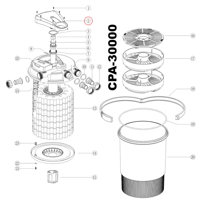Pezzo di ricambio per filtro a pressione CPA-30000 Unità UVC di collegamento