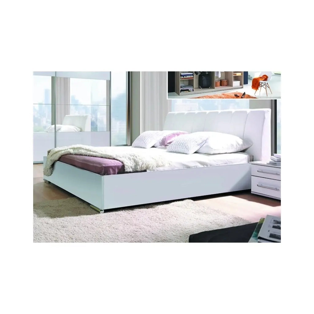 Letto VERONA - 2 posti 160x200 cm in similpelle bianco lucido