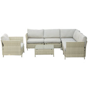 Salotto da Giardino 7 Pezzi Modulabile in Rattan PE con Cuscini, Beige