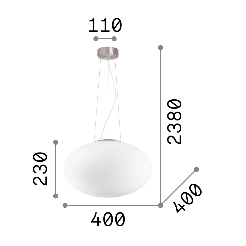 Sospensione Moderna Candy Vetro Bianco 1 Luce E27 D40Cm