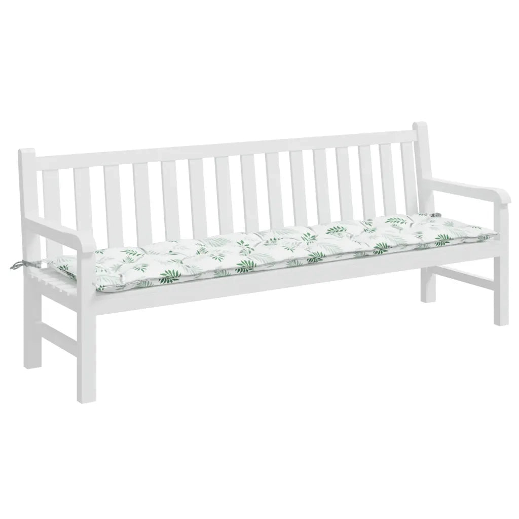 Cuscino Panca da Giardino-Cuscini per panchina da esterno Motivo a Foglie 200x50x7 cm Tessuto