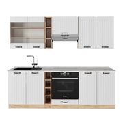 Cucina componibile Fame-Line Bianco rustico/Rovere dorato 235 cm, PL Marmo Vicco