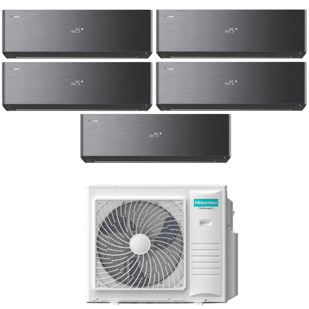 Condizionatore Hisense Penta Split Inverter ENERGY PRO X BLACK 9+9+9+12+12 con 5AMW105U4RQC R-32 Wi-Fi Integrato