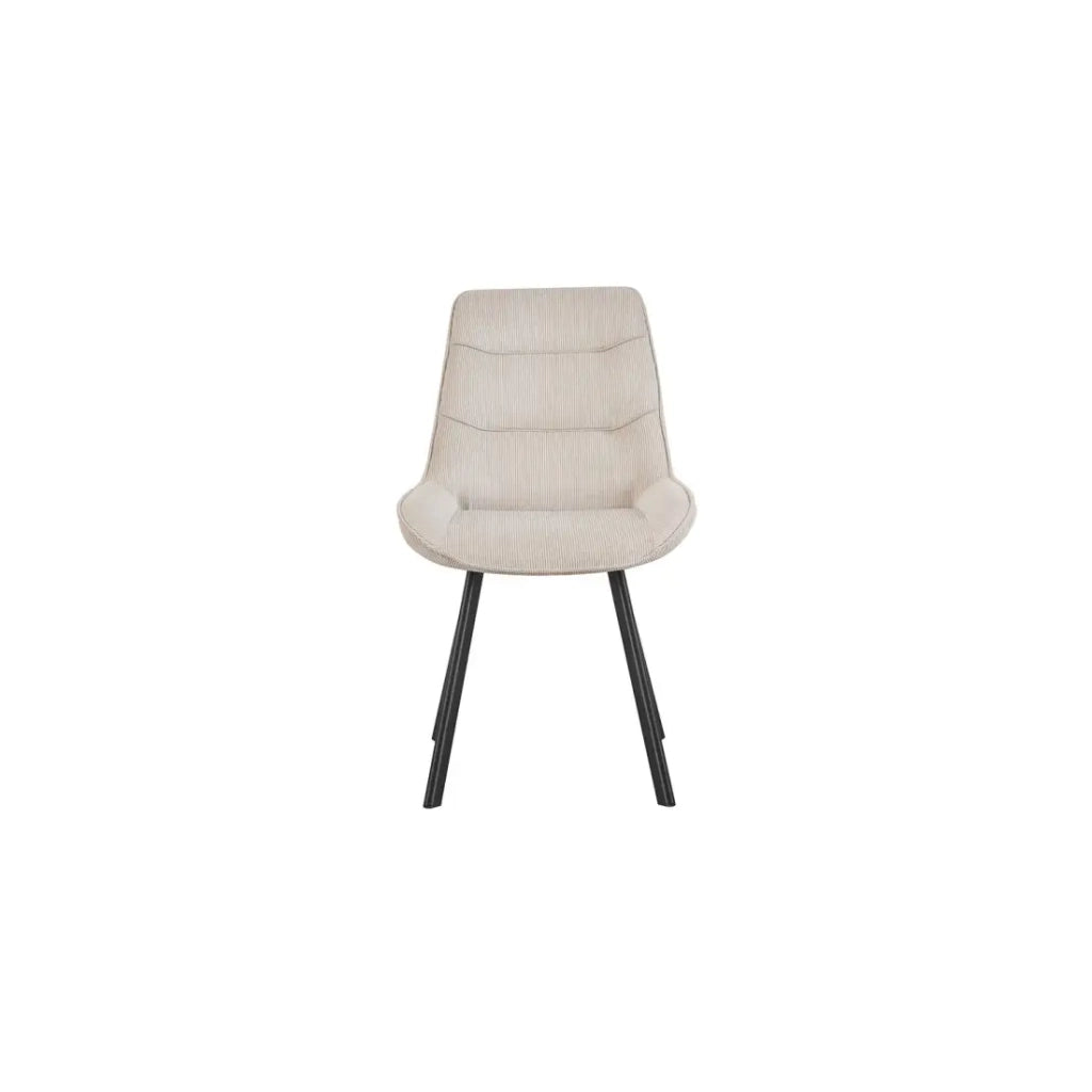 Sedia da pranzo LOLA – Velluto a coste sabbia – Piedi in metallo nero – Stile design / industriale