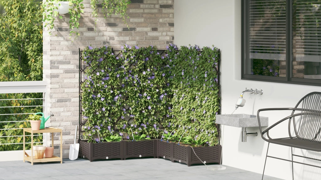 Vasi da Giardino con Sistema di Irrigazione 5 pz Marrone