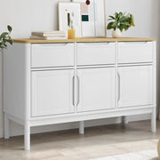 Credenza-Buffet-Armadio da cucina FLORO Bianca 114x43x74 cm in Legno Massello di Pino