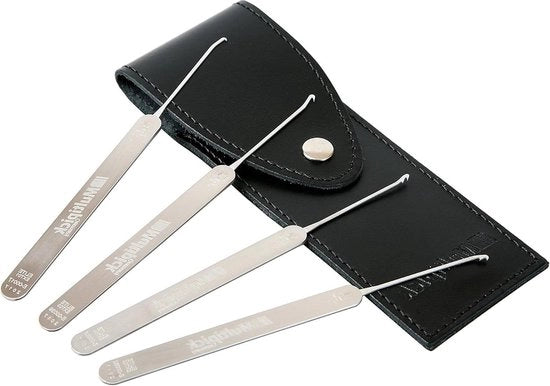 Set di attrezzi per fai da te stesso 4 in 1 con cassetta in pelle - rimuovi chiavi rotte - strumenti per falegnami - serrature compatte - anche chiavi a serraggio