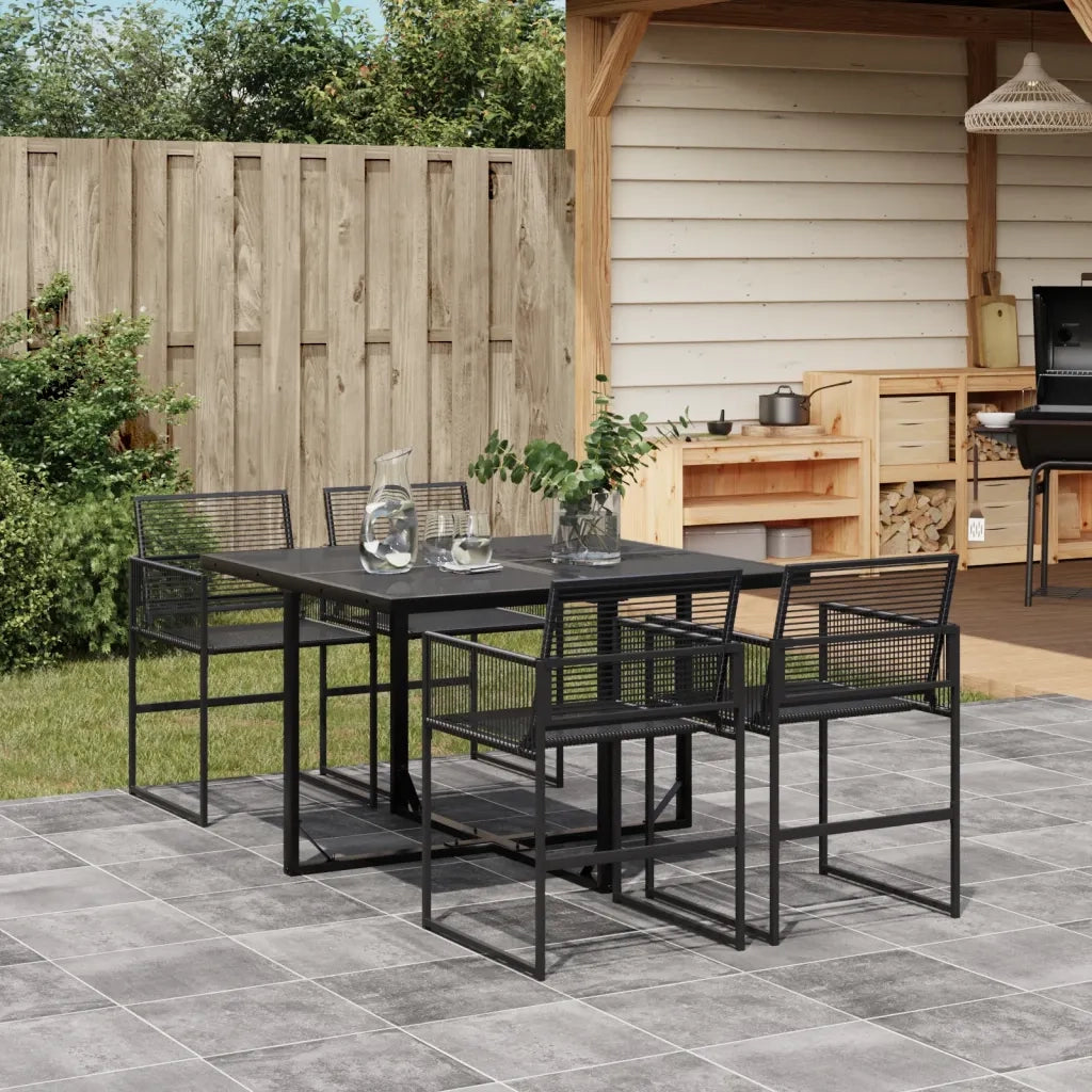 vidaXL Set da Pranzo da Giardino 5 pz Nero in Polyrattan