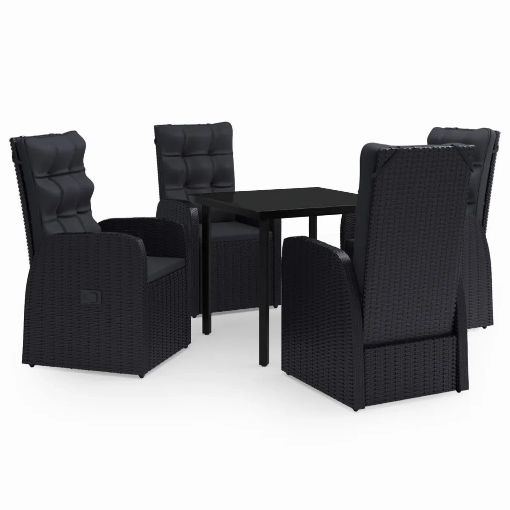 Set da Pranzo da Giardino 5 pz con Cuscini Nero cod mxl 41965
