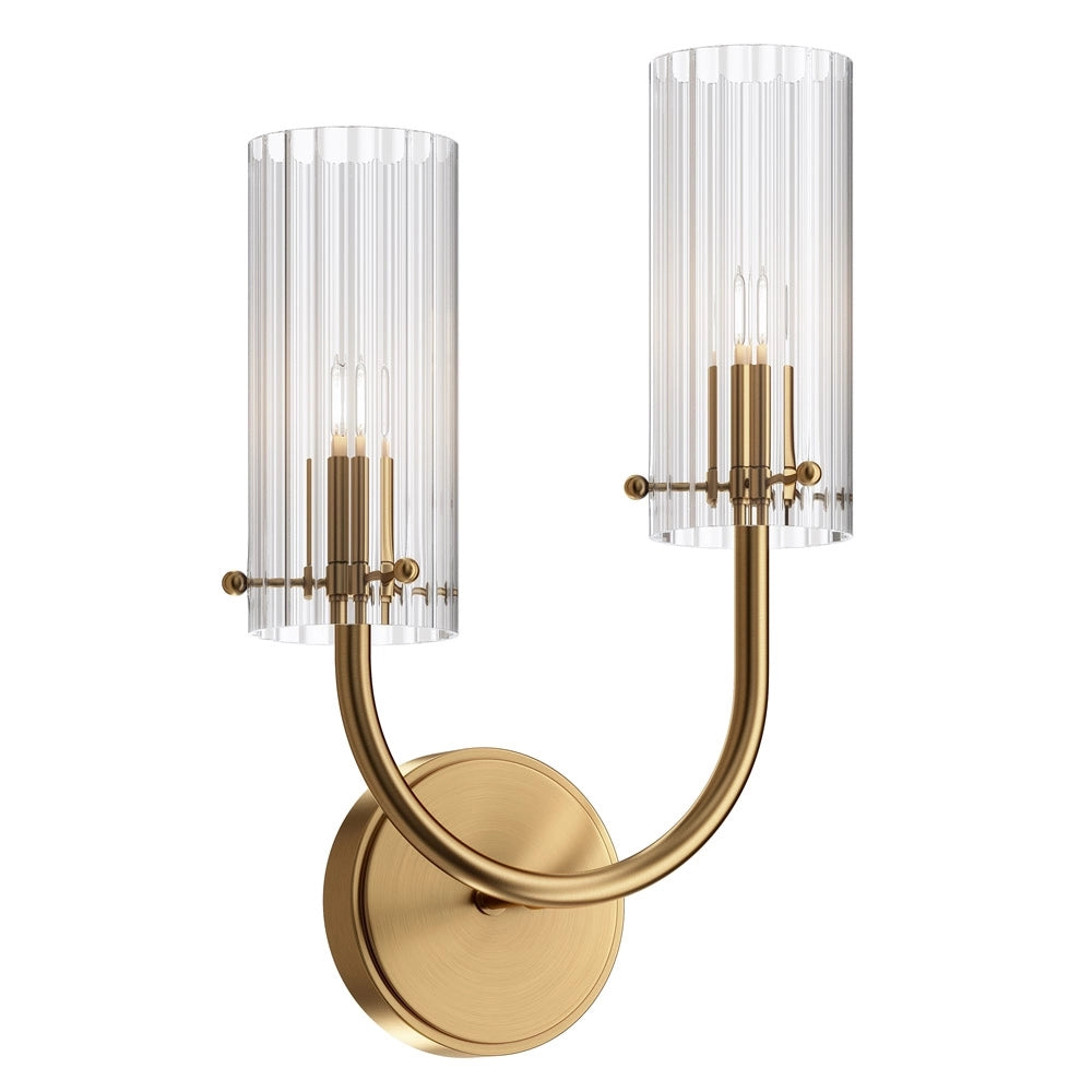 Applique Contemporanea Arco Struttura In Metallo Ottone 1 Luce Diffusore Vetro