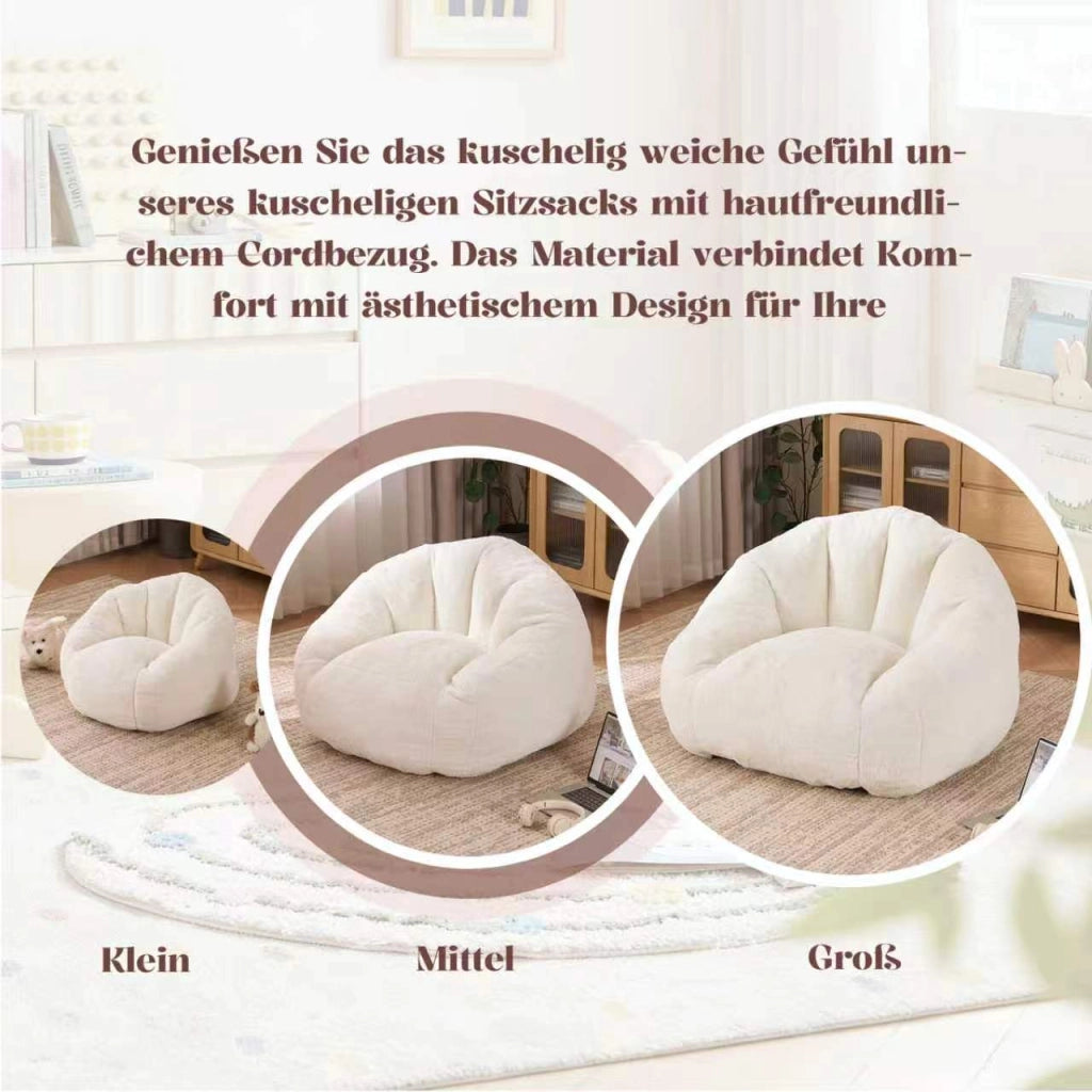 Pouf in memory foam con supporto lombare e fodera in pelliccia sintetica senza montaggio bianco 45 × 41 × 28 cm