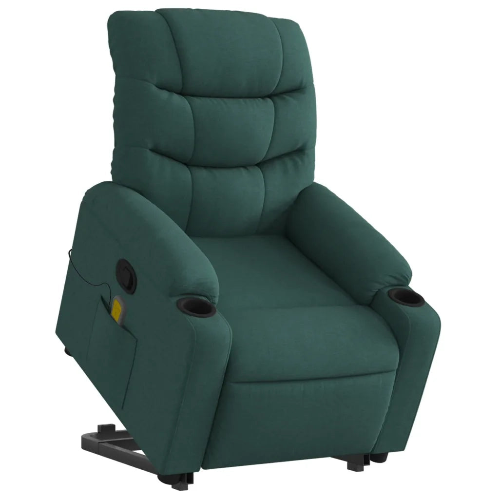 Divano Sedia-Poltrona Alzapersona Massaggiante Verde Scuro in Tessuto 286640