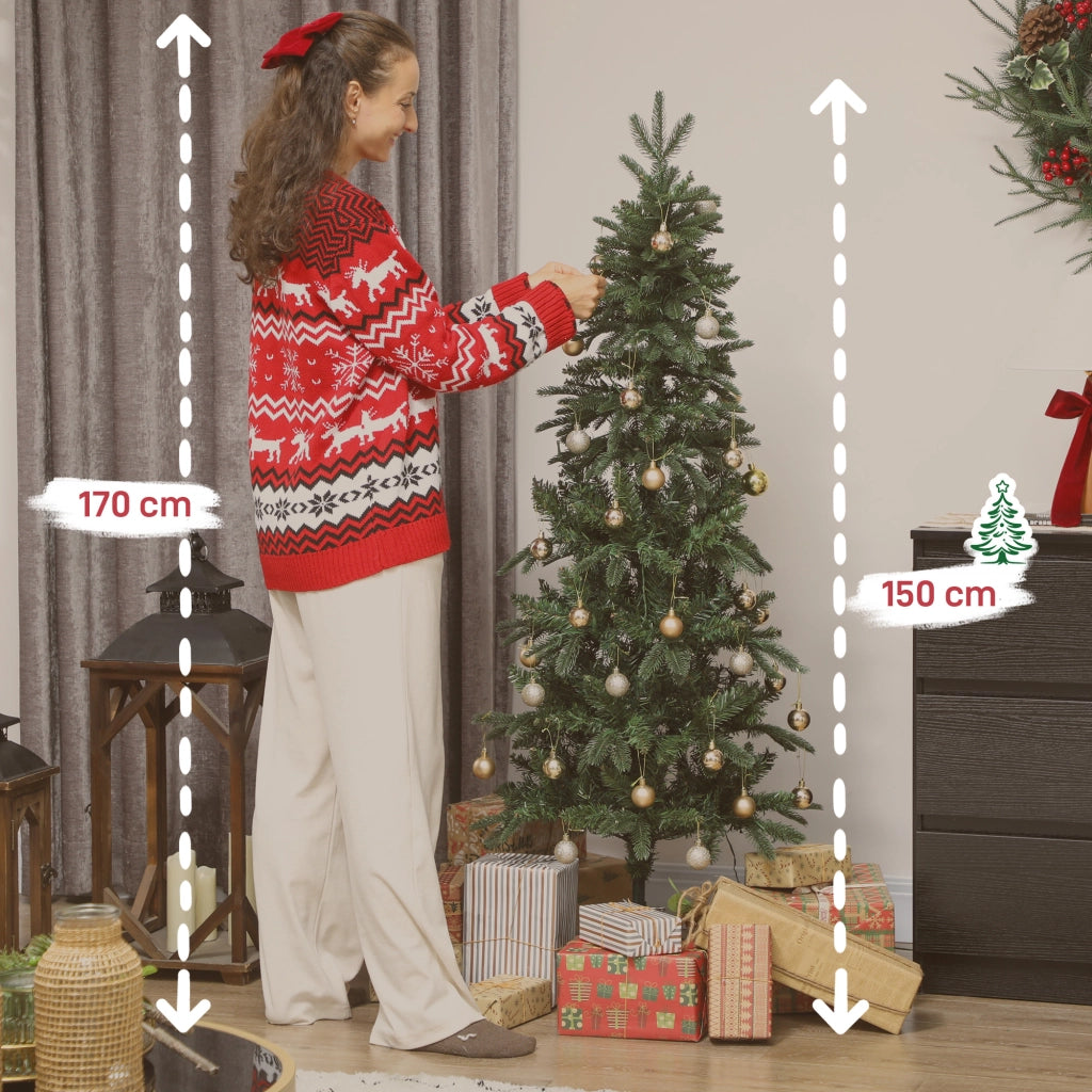 Albero di Natale artificiale 150 cm ¨C zephmum ¨C verde, slim, 431 rami, 150 luci