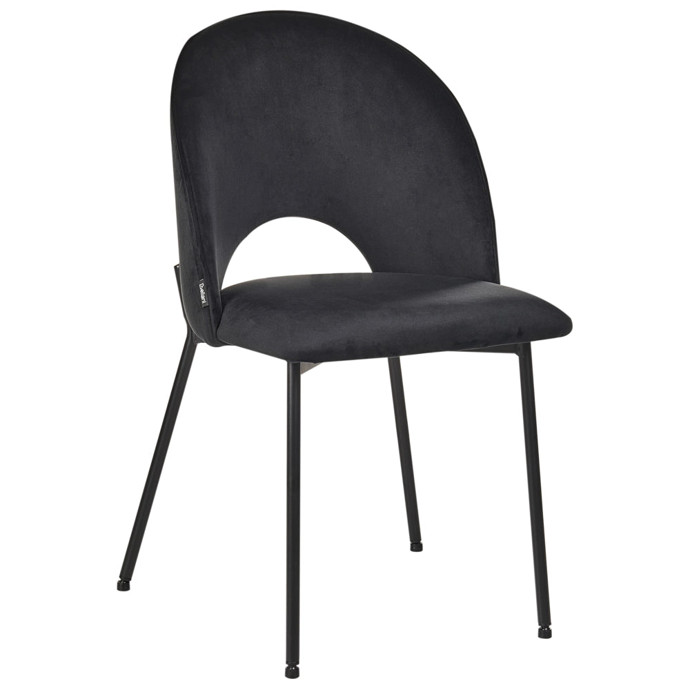 Set di 2 sedie da pranzo rivestimento in velluto nero gambe nere glamour retrò