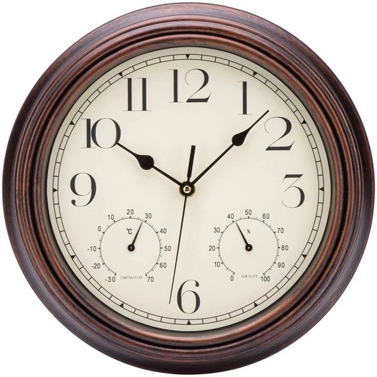 Orologio da Parete con Termometro e Umidimetri Stile Vintage 30 cm Numeri Romani Quarzo Grande Batteria Alimentato Facile da Leggere per Camera Casa Cucina Camera da Letto Ufficio Scuola