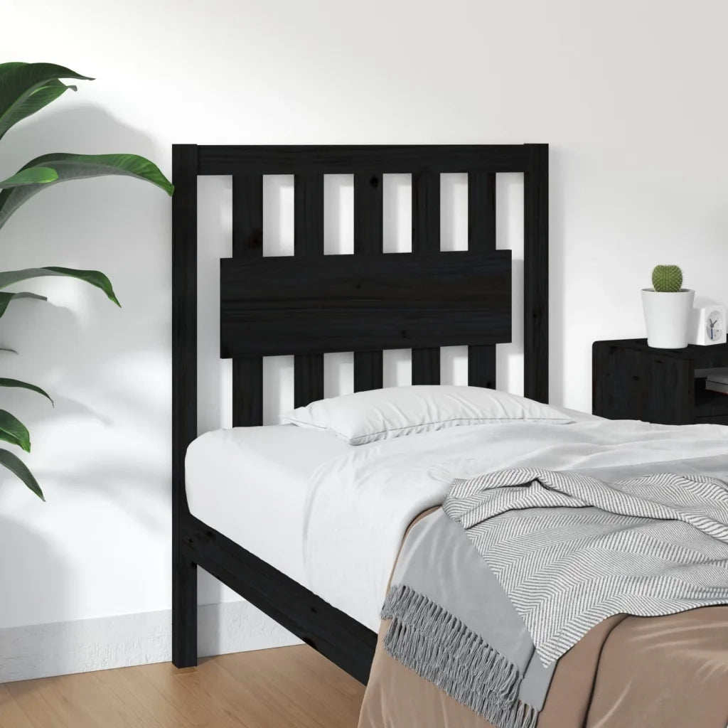 Testiera | Testata per Letto Nera 80,5x4x100 cm in Legno Massello di Pino