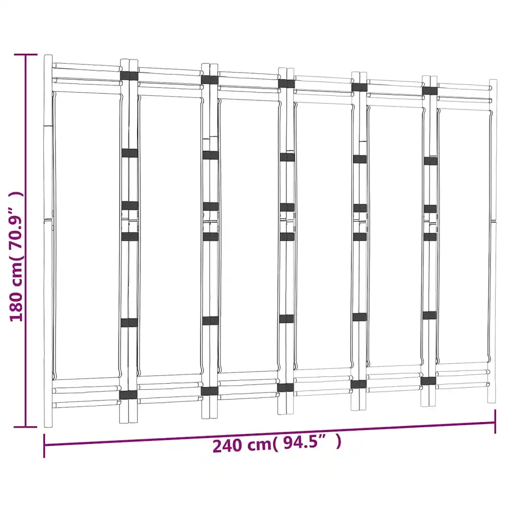 Divisorio Ambienti 6 Pannelli Pieghevole 240 cm Bambù e Tela 350626